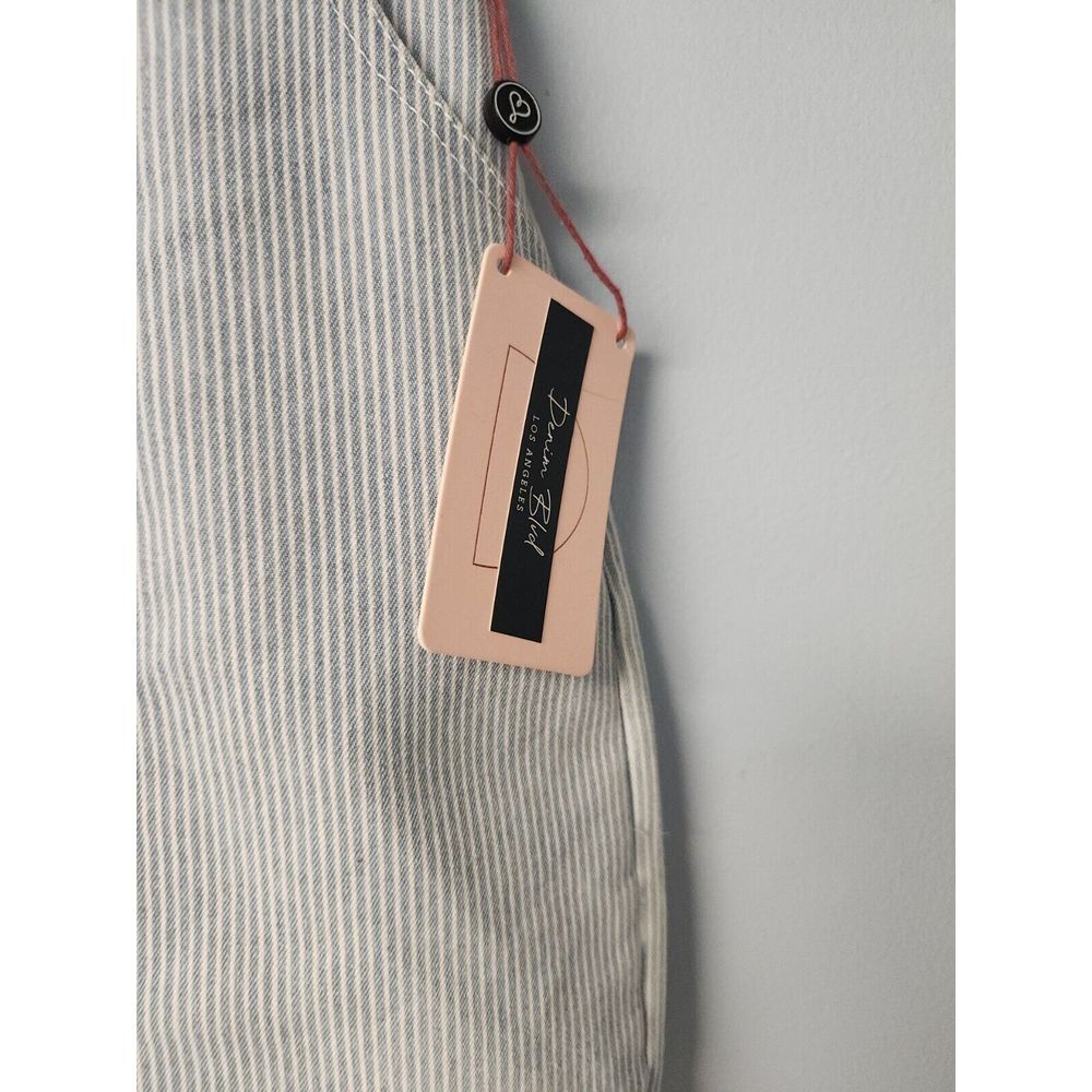 NEW WOMENS Denim Blvd‎ BLUE & WHITE PINSTRIPE SEERSUCKER SKIRT M w Frayed Hem - Picture 2 of 5